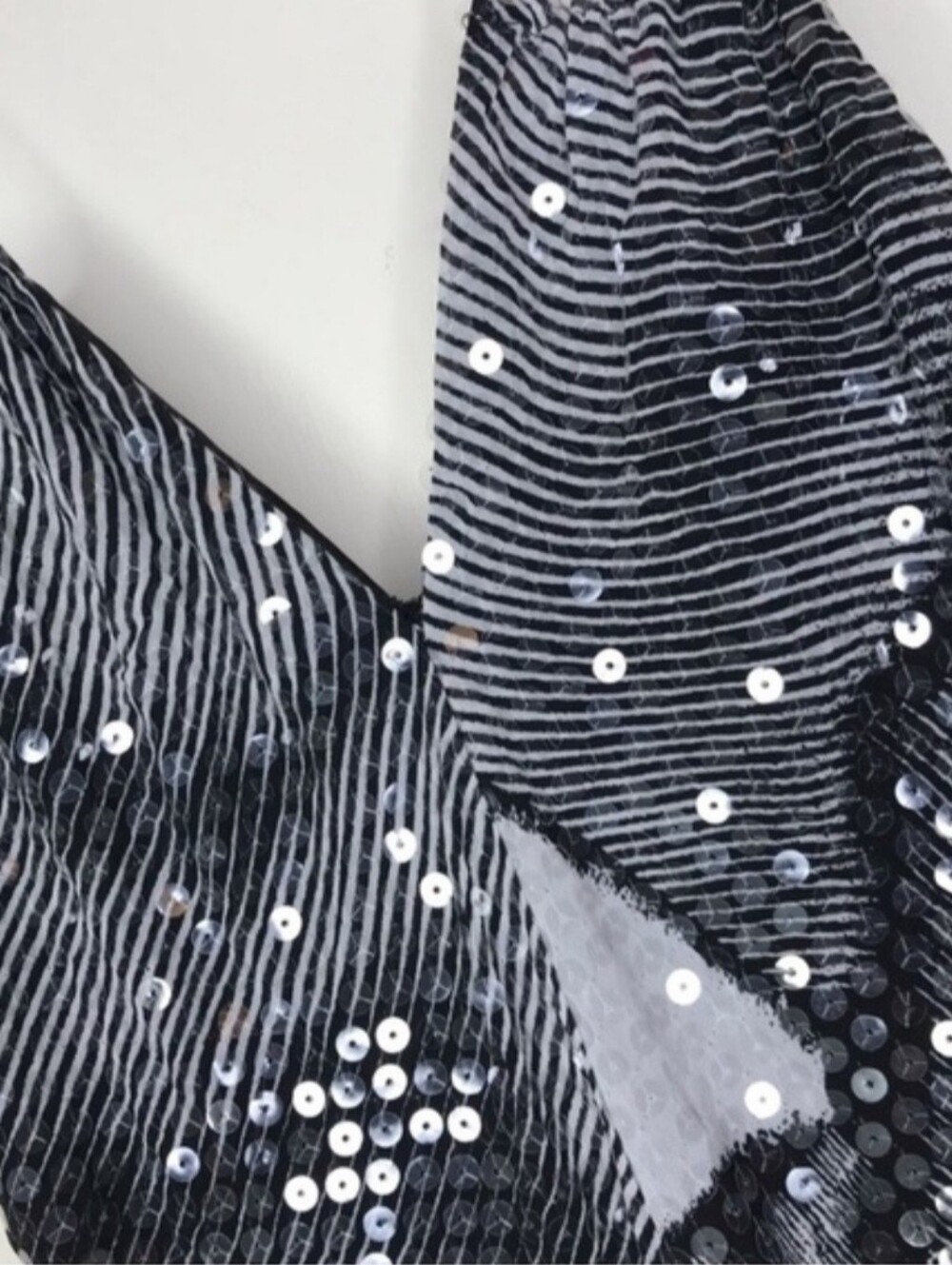 LAUNDRY BY SHELLI SEGAL Black White Sequin Sparkle Dress Size 6 - Picture 8 of 8